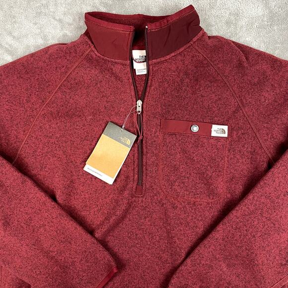 The North Face Glacier Fleece Quarter Zip Men's L Cordovan Heather NWT - Picture 2 of 10